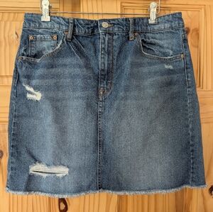 Ella Moss Blue Distressed Denim Mini Skirt Size 32 Junior